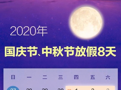 2020国庆中秋放假安排：10月1日到8日连休